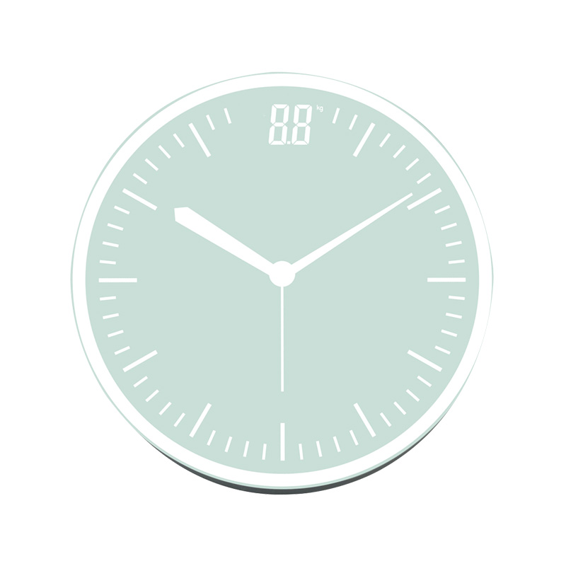 Balança inteligente de peso com relógio redondo de vidro TM-909